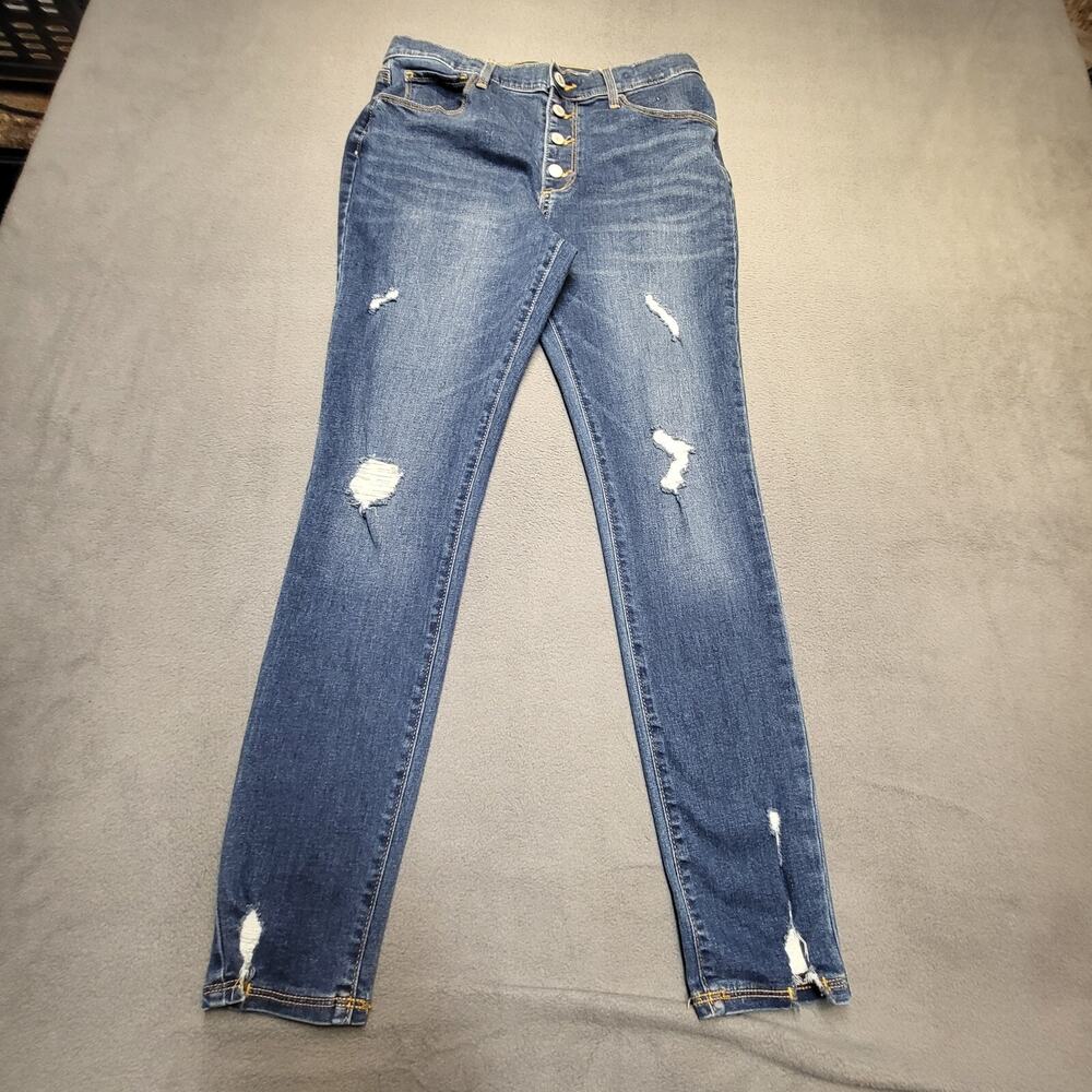 Old Navy Jeans Girls 14 Blue Rockstar Skinny Jegging Distressed Denim Stretch